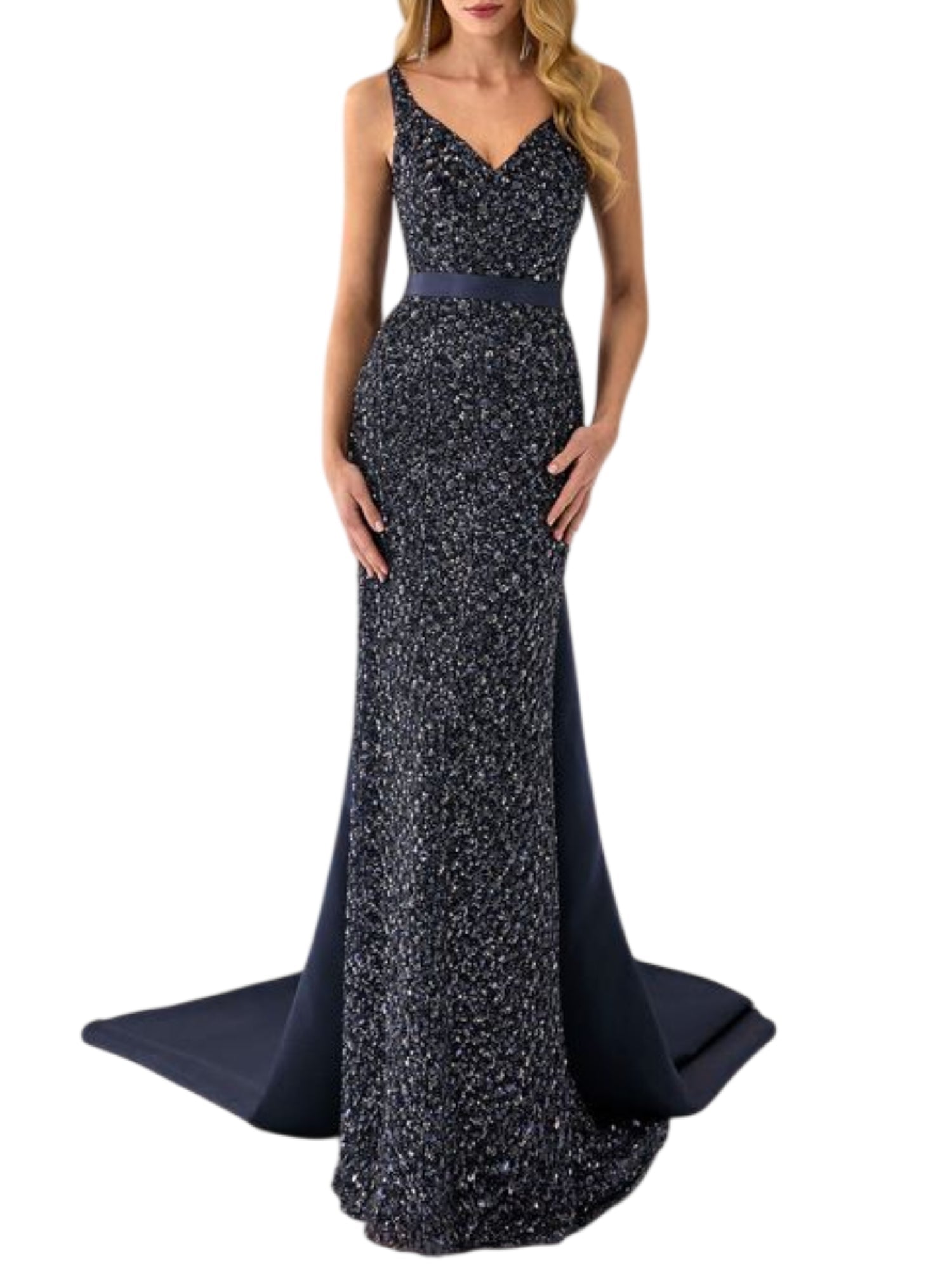 Marfil abito da cerimonia con paillettes blu 1J2C5LEN00 615-MARINO MARFIL BARCELONA 