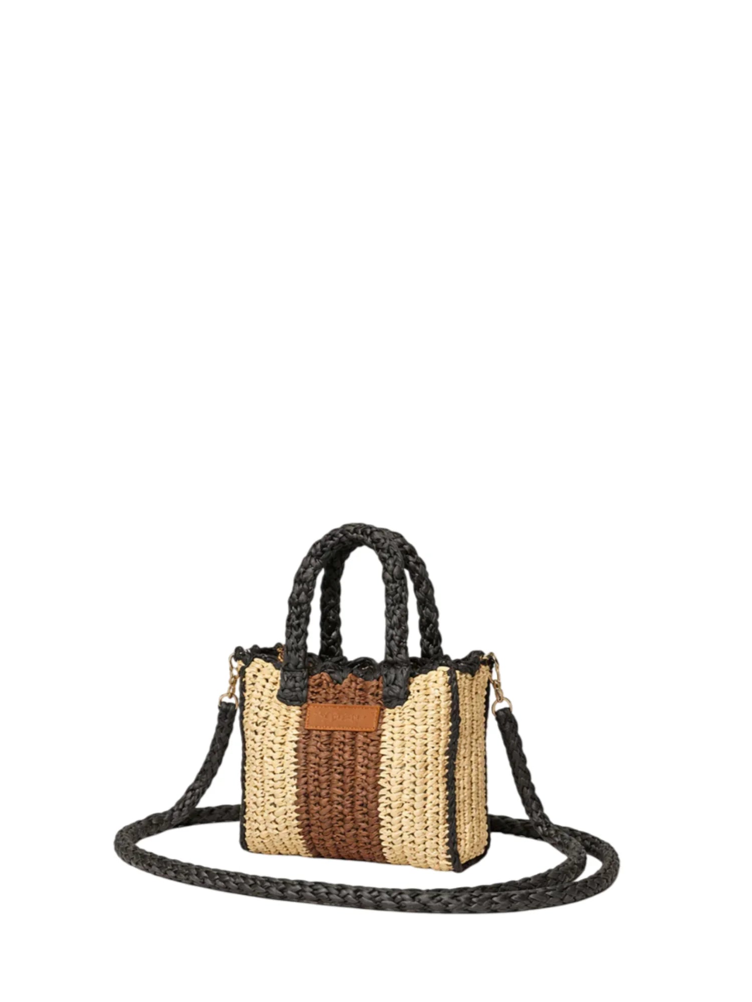 Me Fui borsa a mano donna in rafia con tracolla beige MA26-SW0080 BG ME FUI 