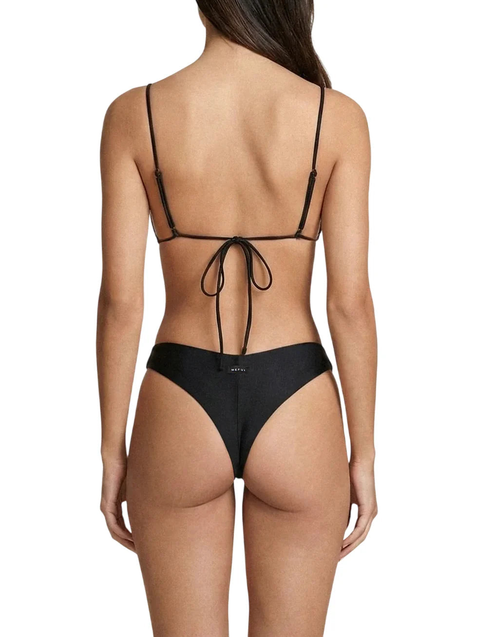 Me Fui bikini triangolo e slip a V con applicazioni gioiello nero MF26-SW0130 BK ME FUI 