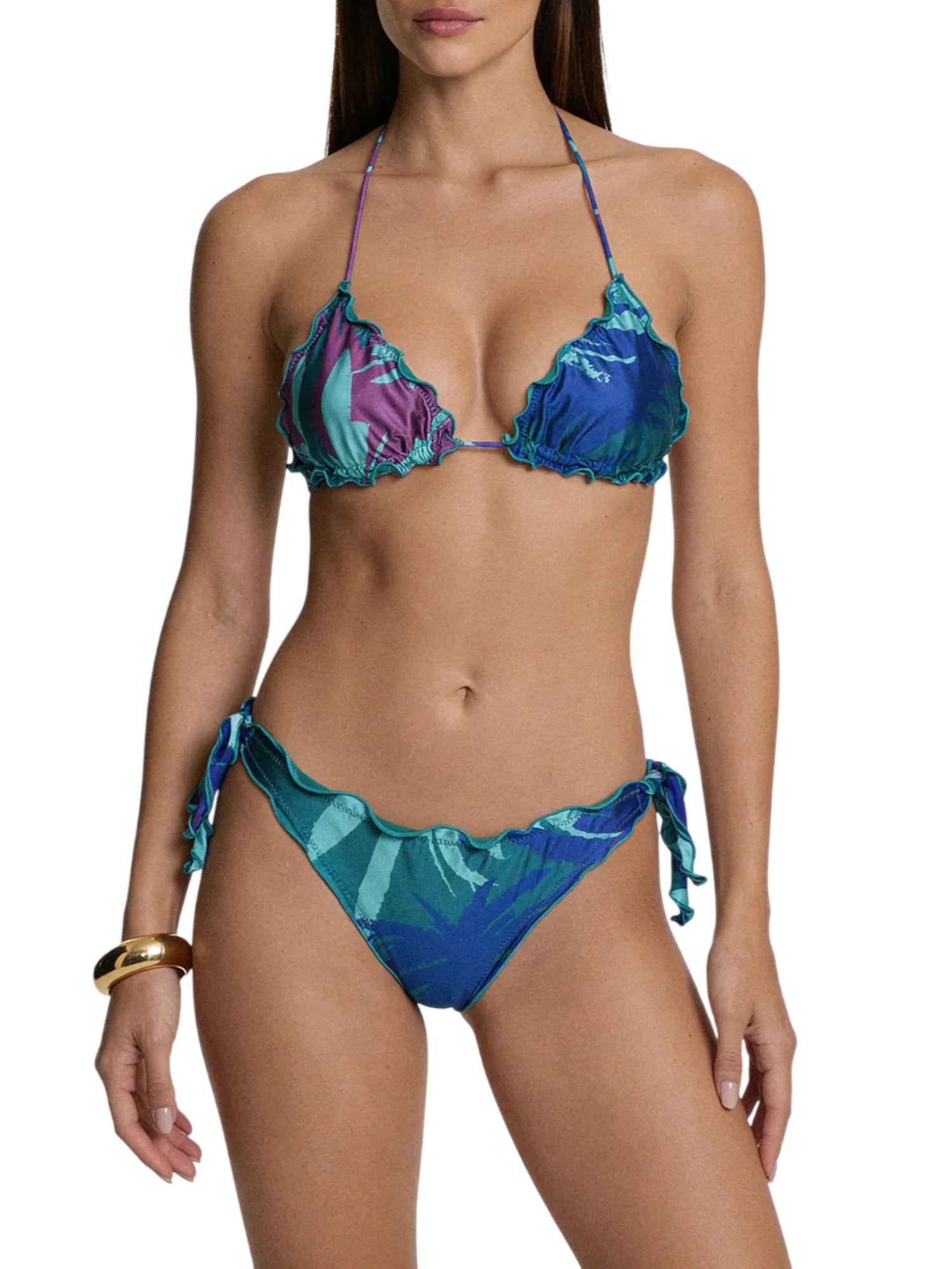 Me Fui bikini triangolo e slip regolabili stampa tropicale verde MF26-SW1500 X45 ME FUI 