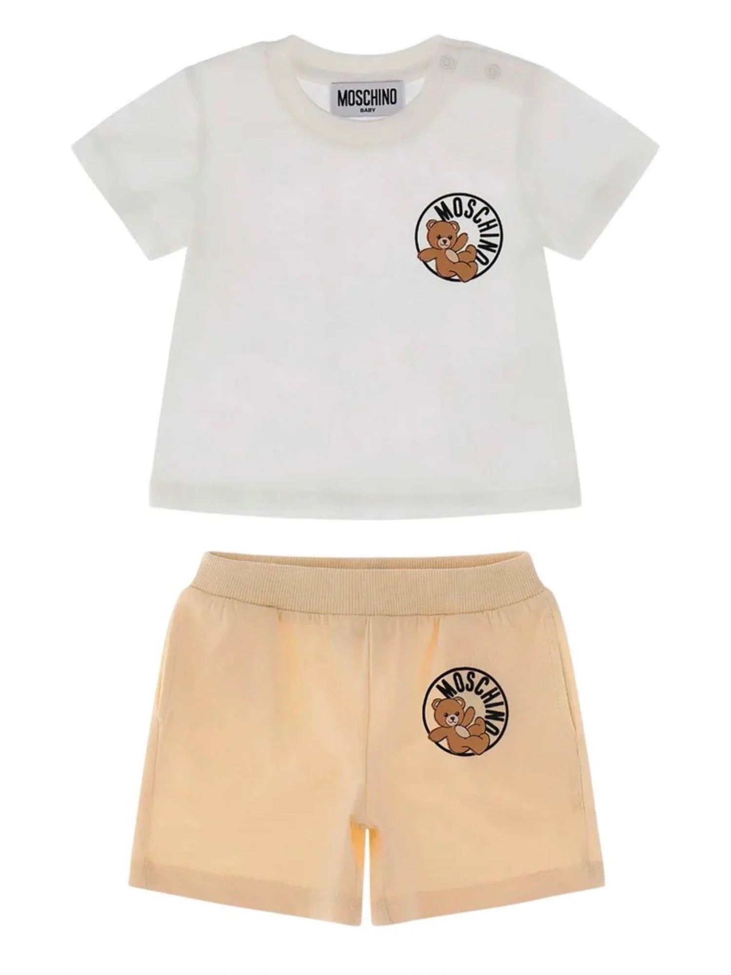 Moschino completo estivo neonato T-shirt e shorts bianco beige M6G00M-LAA03 84313 MOSCHINO 