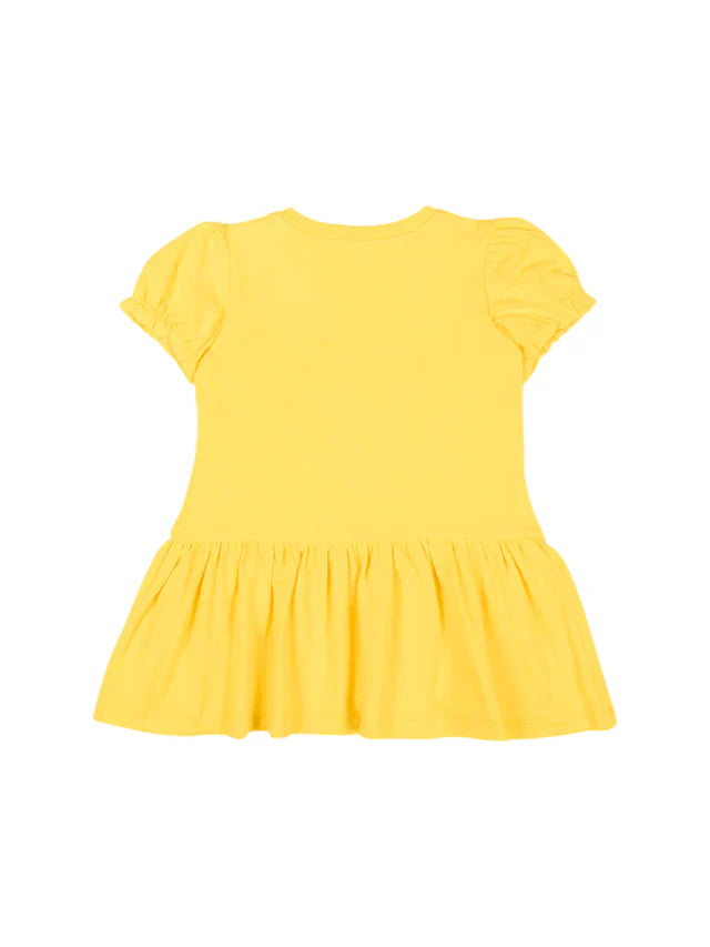 Moschino abito neonata con balza stampa orsetto giallo MAV0C7-LBA00 50577 MOSCHINO 