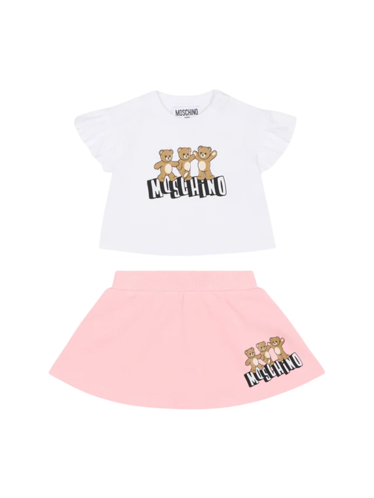 Moschino completo T-shirt e gonna neonata bianco rosa MBG01G-LCA89 85010 MOSCHINO 