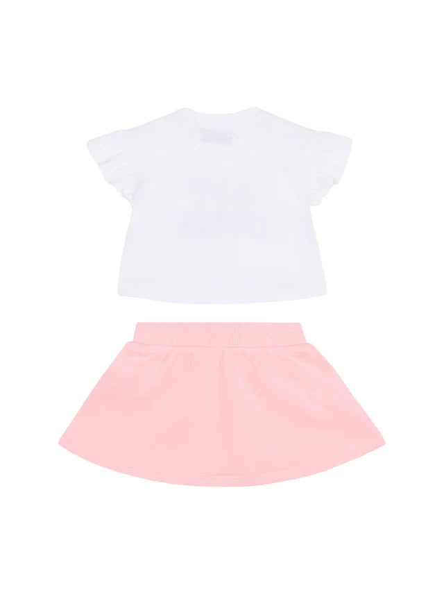 Moschino completo T-shirt e gonna neonata bianco rosa MBG01G-LCA89 85010 MOSCHINO 
