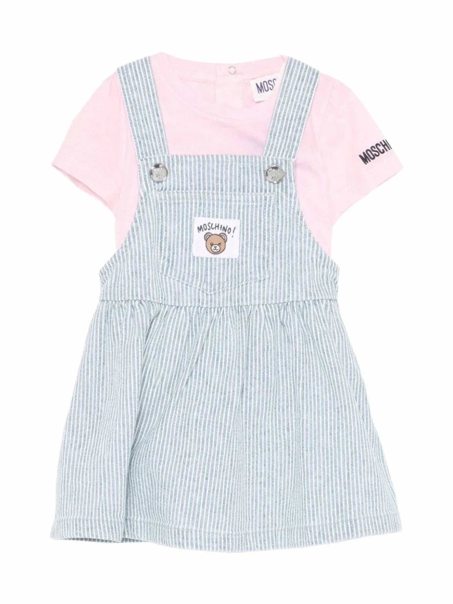 Moschino completo neonata T-shirt e salopette rosa celeste MDG01M-LXE63 50209 MOSCHINO 