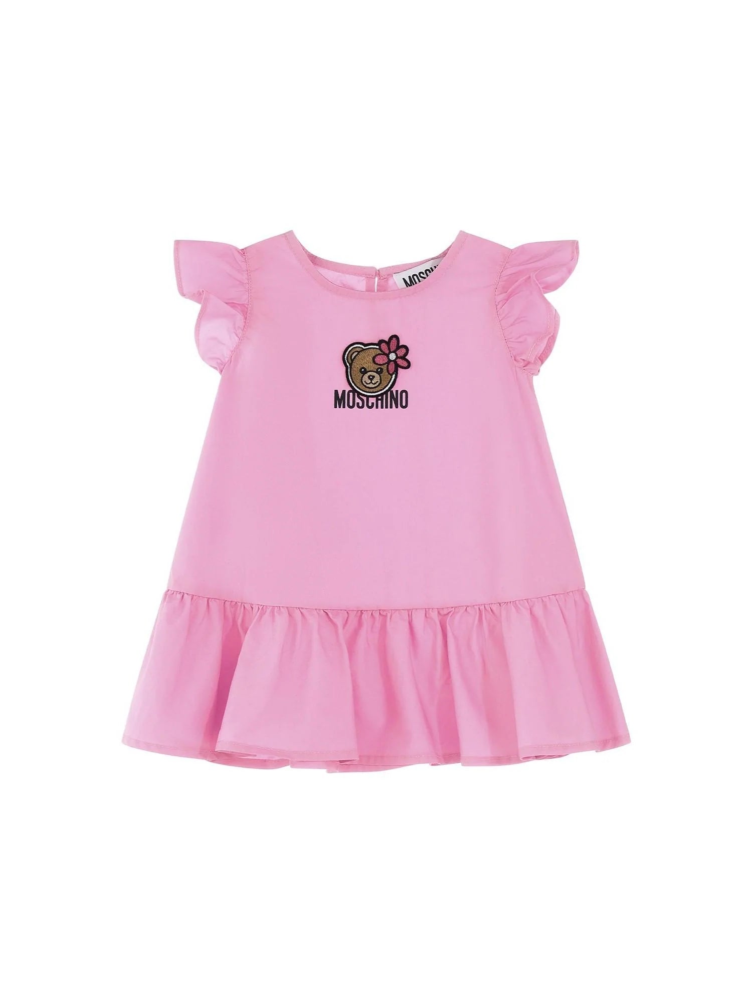 Moschino abito neonata in cotone con rouches rosa MDV0D6-LLA10 51473 MOSCHINO 