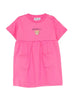 Moschino abito neonata manica corta con tasche fucsia