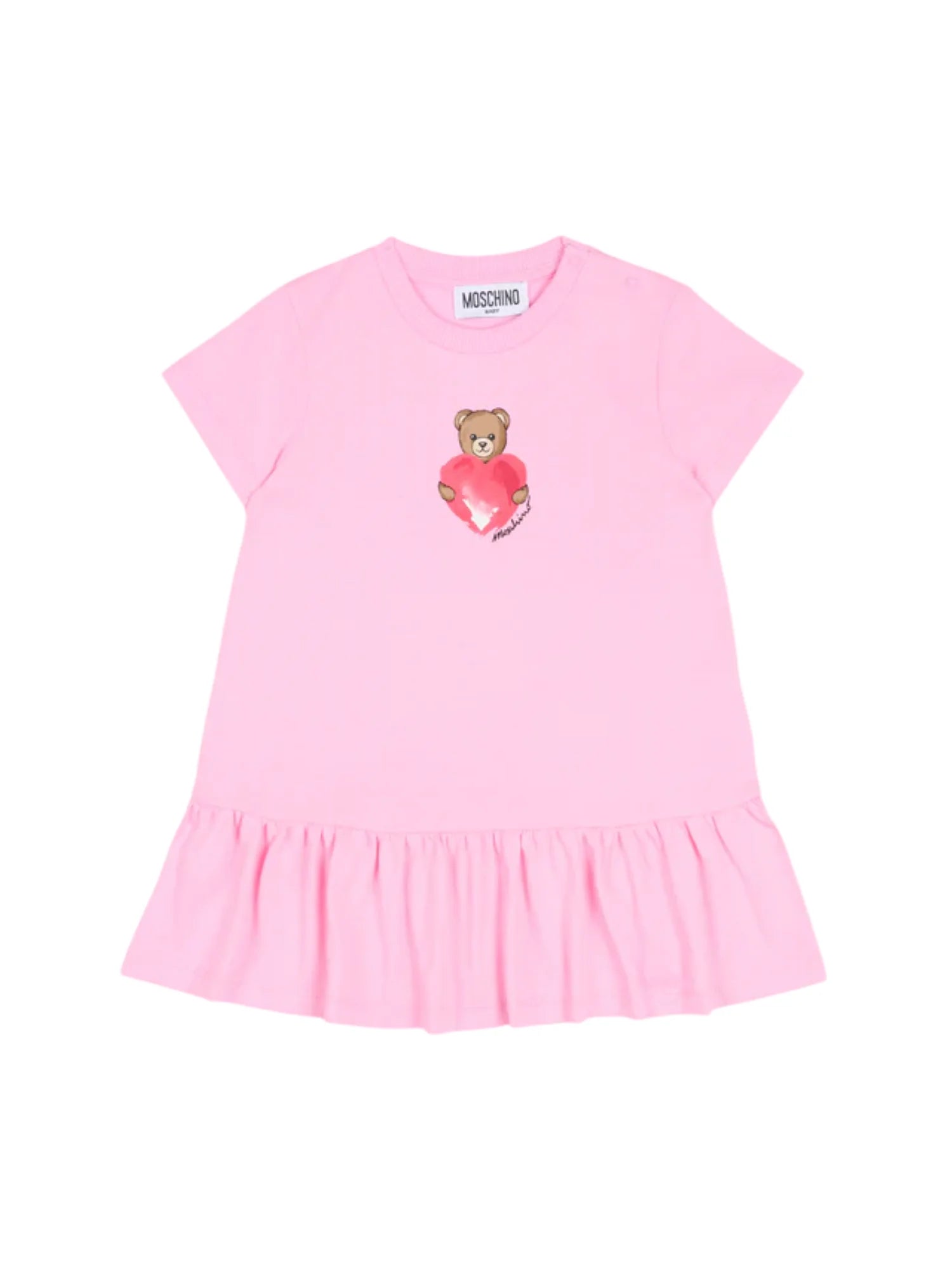 Moschino abito neonata con balza stampa orsetto rosa MDV0DJ-LAA02 51473 MOSCHINO 