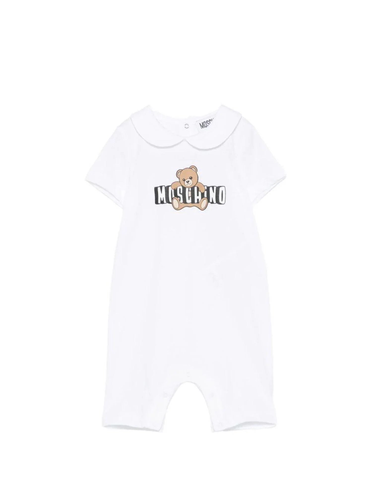 Moschino pagliaccetto neonata manica corta bianco MNY03Y-LAA03 10101 MOSCHINO 