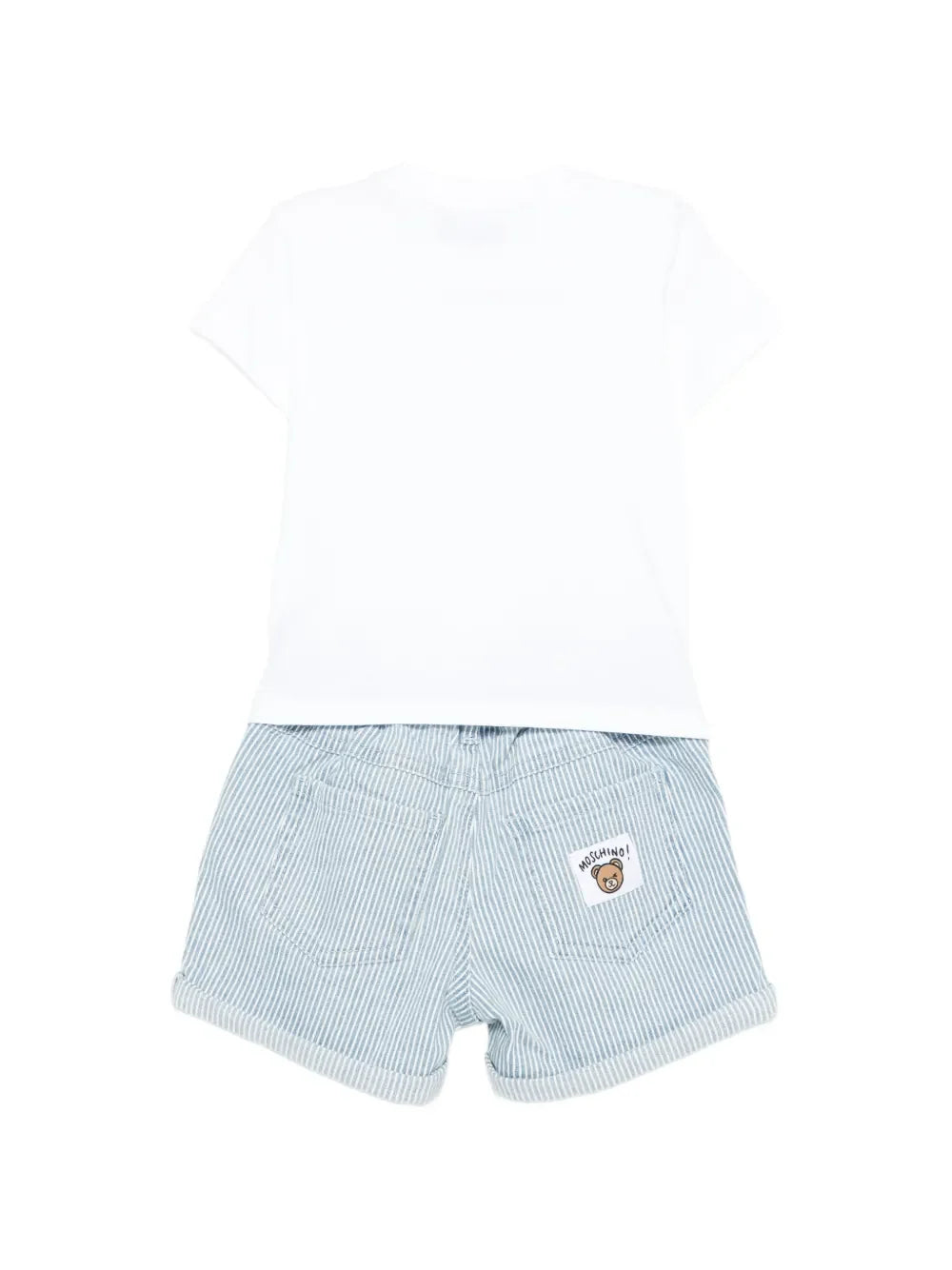 Moschino completo neonato T-shirt e shorts bianco celeste MUG01O-LXE63 86816 MOSCHINO 