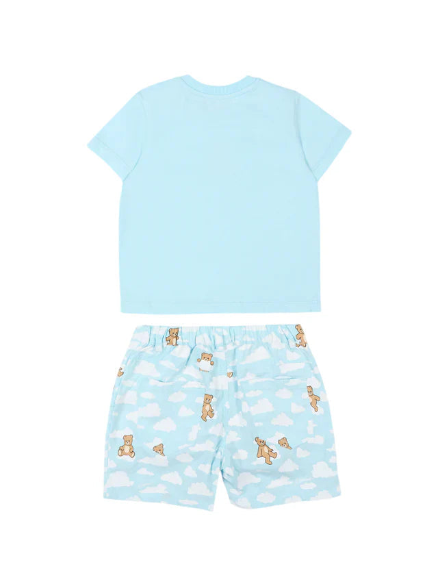 Moschino completo estivo neonato T-shirt e shorts celeste MUG01Q-LLB61 83679 MOSCHINO 