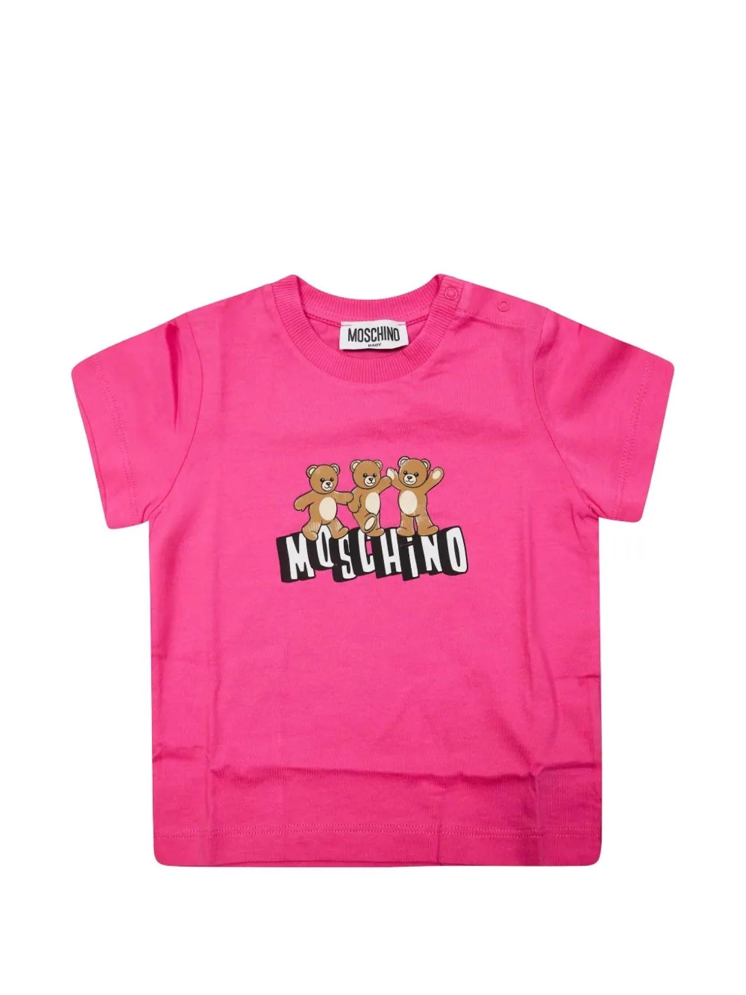 Moschino T-shirt manica corta neonata con orsetti fucsia MUM04K-LAA17 50533 MOSCHINO 