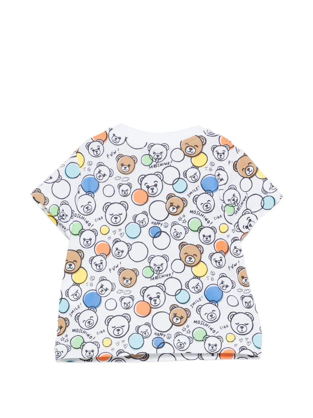 Moschino T-shirt neonato con stampa orsetti bianco multicolor MUM04R-LAB5A 83680 MOSCHINO 