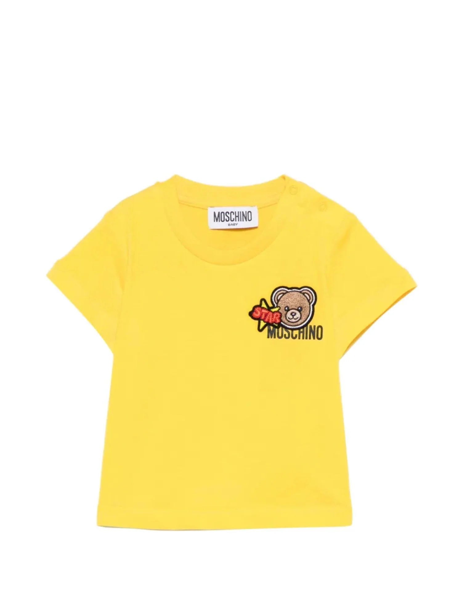 Moschino T-shirt neonato con patch orsetto giallo MVM047-LAA24 50577 MOSCHINO 