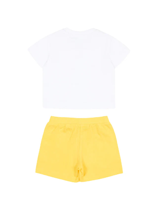 Moschino completo estivo neonato T-shirt e shorts bianco giallo MXG00M-LAA17 82673 MOSCHINO 