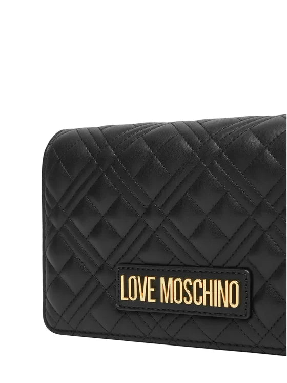 Love Moschino borsa a tracolla in ecopelle trapuntata nero oro JC4079PP0O-LA0 000 MOSCHINO LOVE 