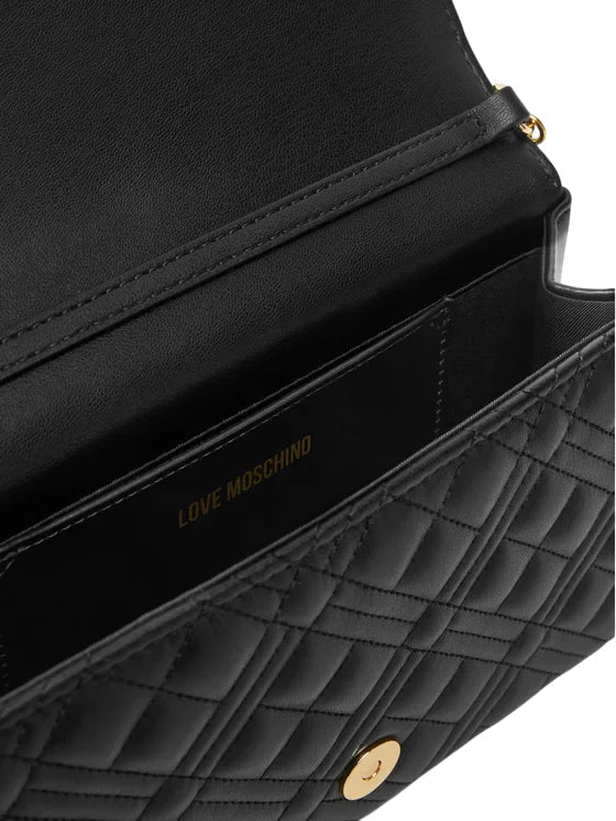 Love Moschino borsa a tracolla in ecopelle trapuntata nero oro JC4079PP0O-LA0 000 MOSCHINO LOVE 
