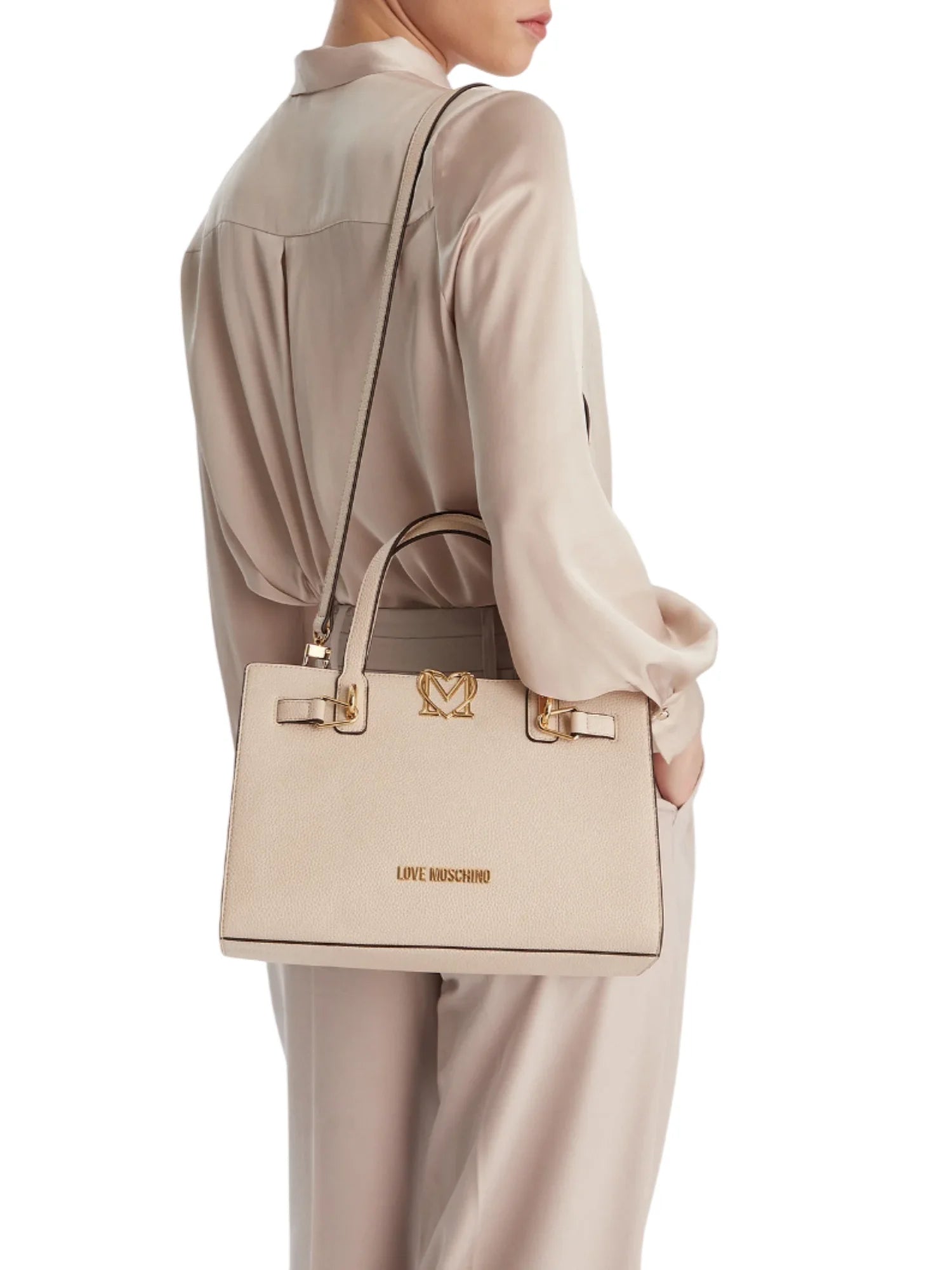 Love Moschino borsa a mano in ecopelle martellata beige chiaro JC4126PP1O-LM0 110 MOSCHINO LOVE 
