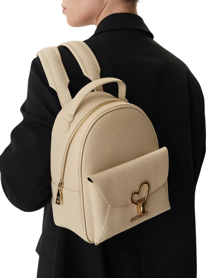 Love Moschino zaino donna in ecopelle con tasca beige chiaro JC4137PP1O-LQ0 110 MOSCHINO LOVE 