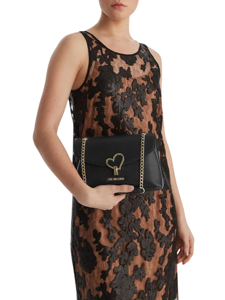 Love Moschino borsa a spalla in ecopelle martellata nero JC4138PP1O-LQ0 000 MOSCHINO LOVE 