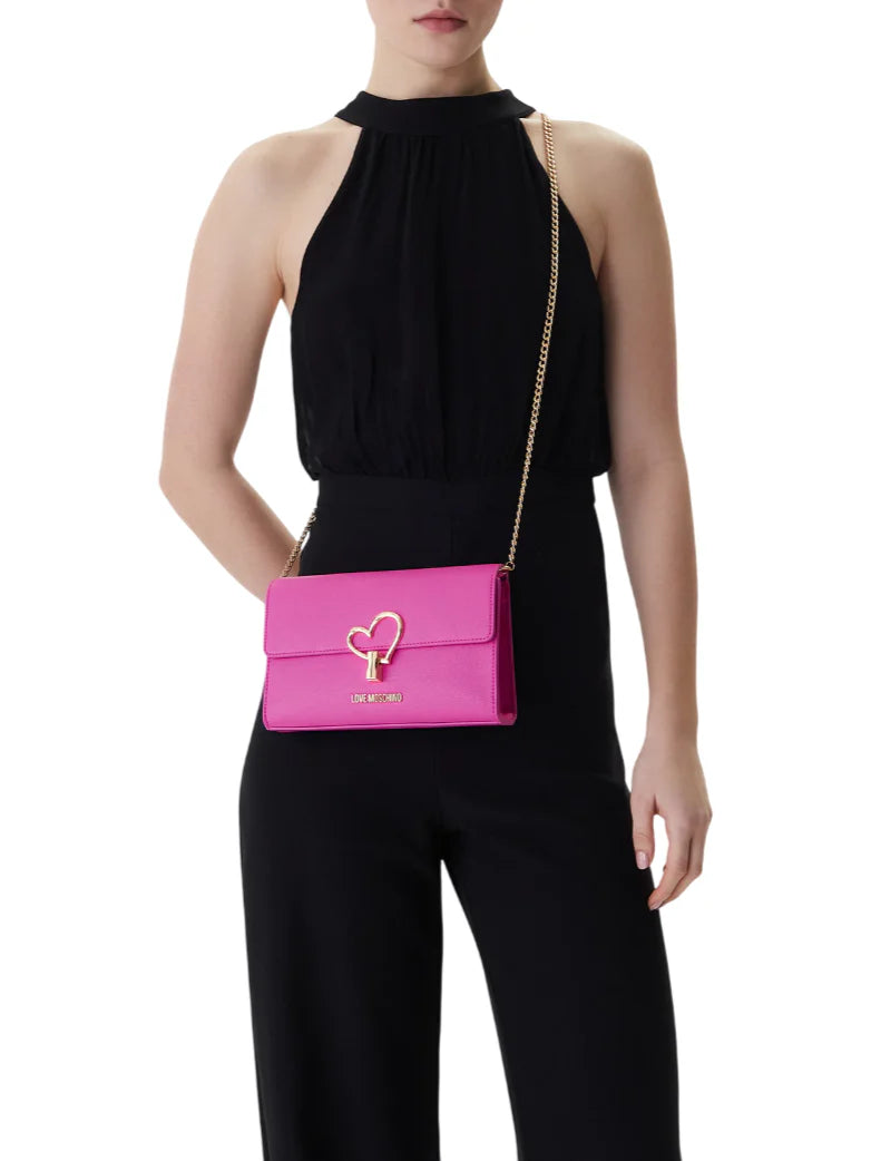 Love Moschino borsa a tracolla in ecopelle martellata fucsia oro JC4327PP1O-LQ0 604 MOSCHINO LOVE 