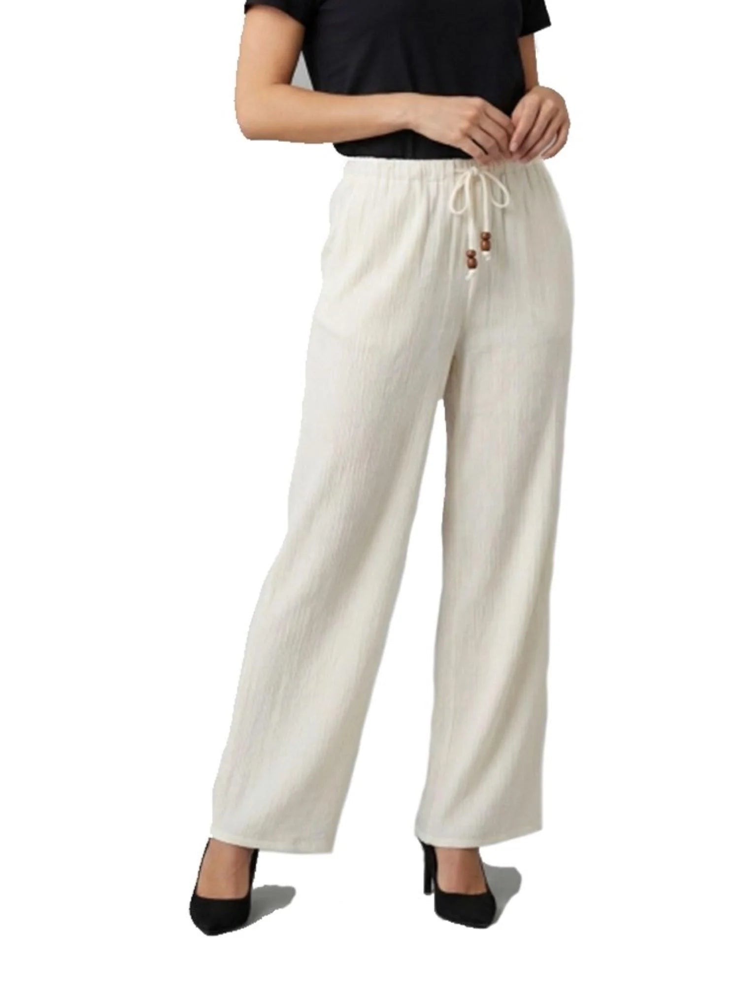 Only pantaloni donna gamba dritta misto viscosa panna 15370054 CLOUD DANCER ONLY 