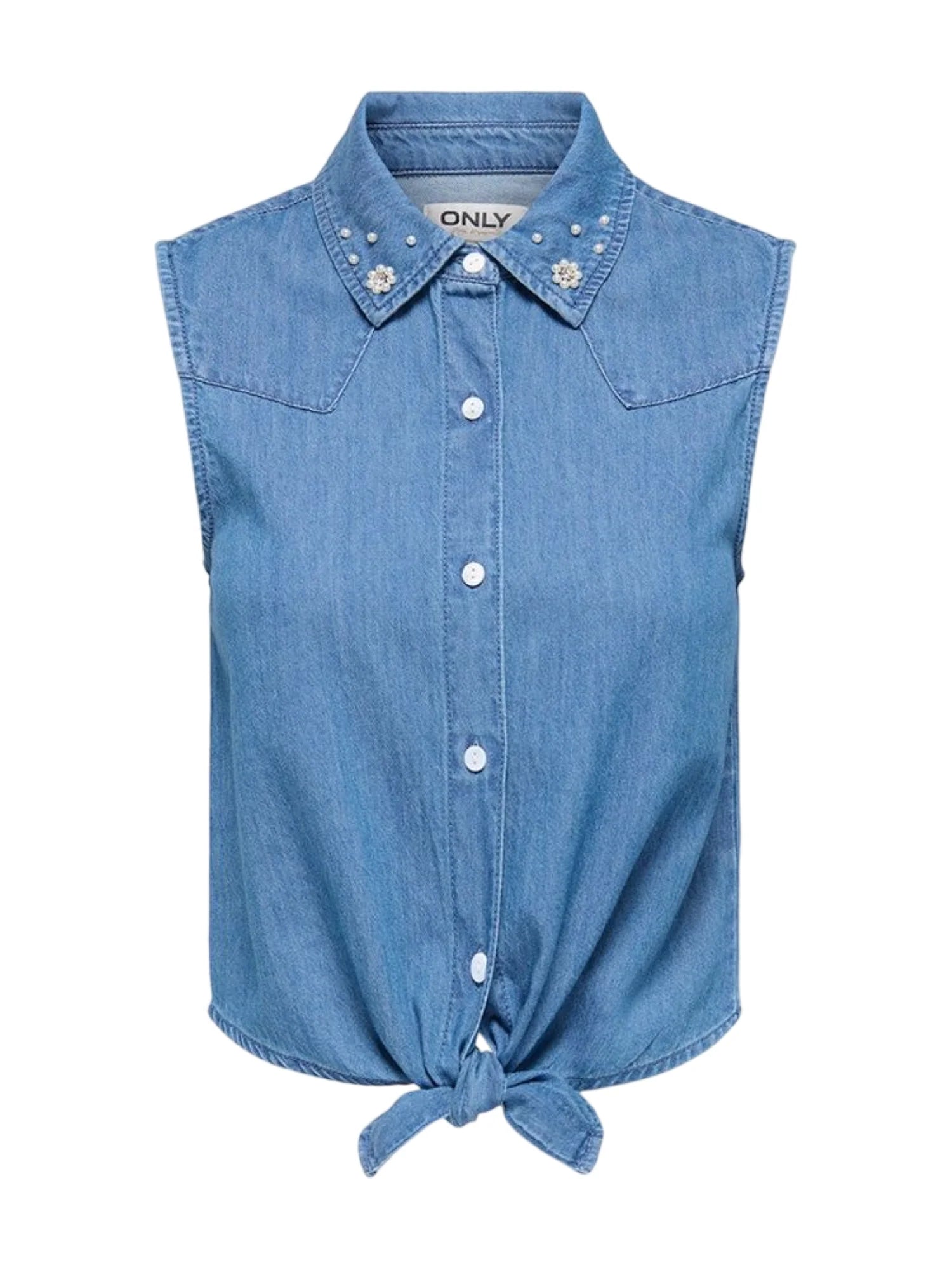 Only camicia smanicata donna in denim lavaggio blu 15371175 MEDIUM BLUE DENIM ONLY 