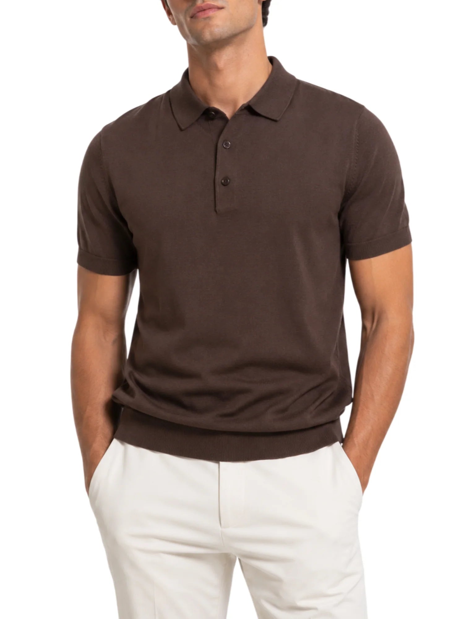 Opificio polo uomo in maglia maniche corte marrone 660103 MOKA Opificio 4.0 