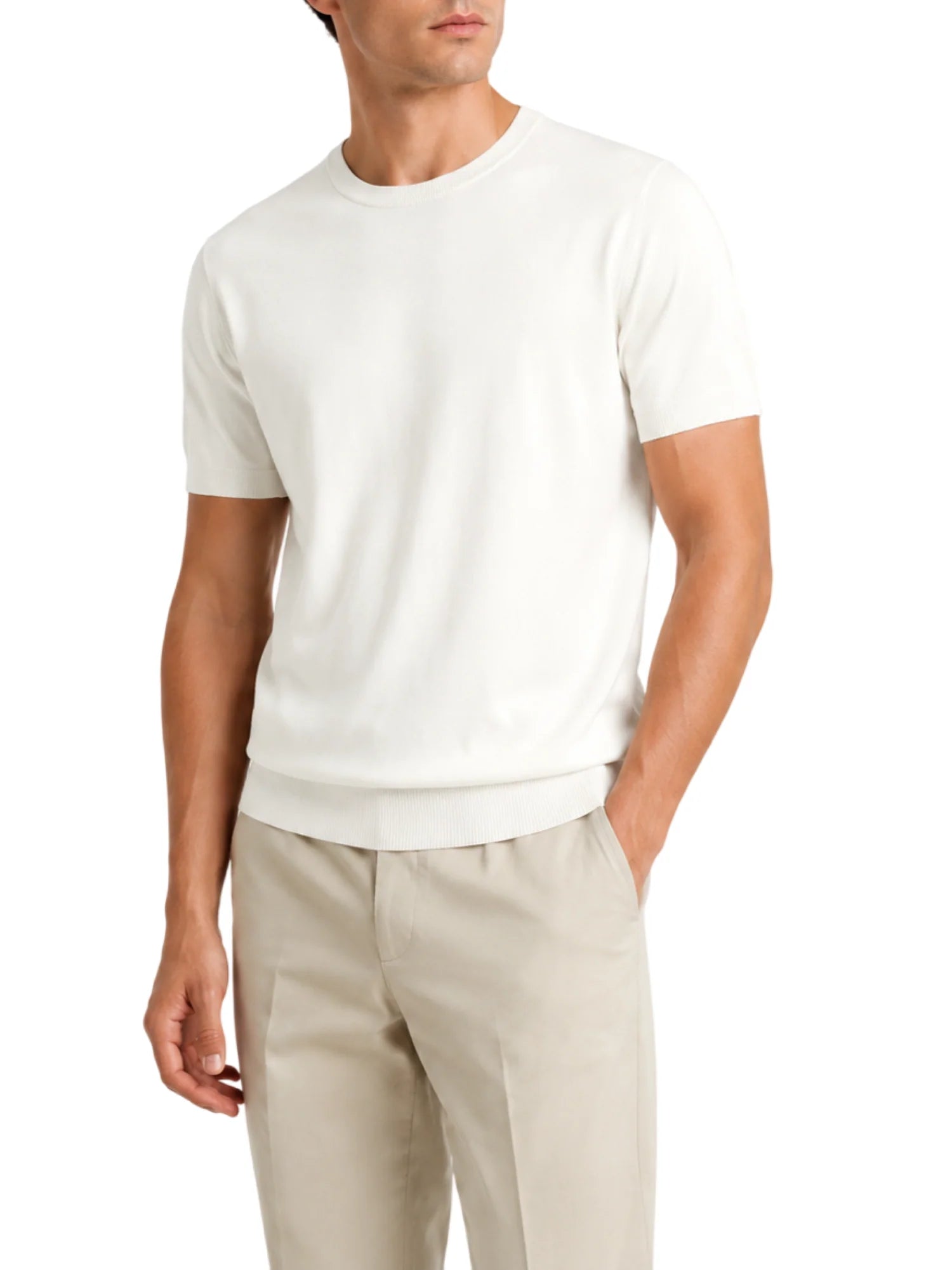 Opificio maglia uomo manica corta in cotone panna 661001 BIANCO Opificio 4.0 