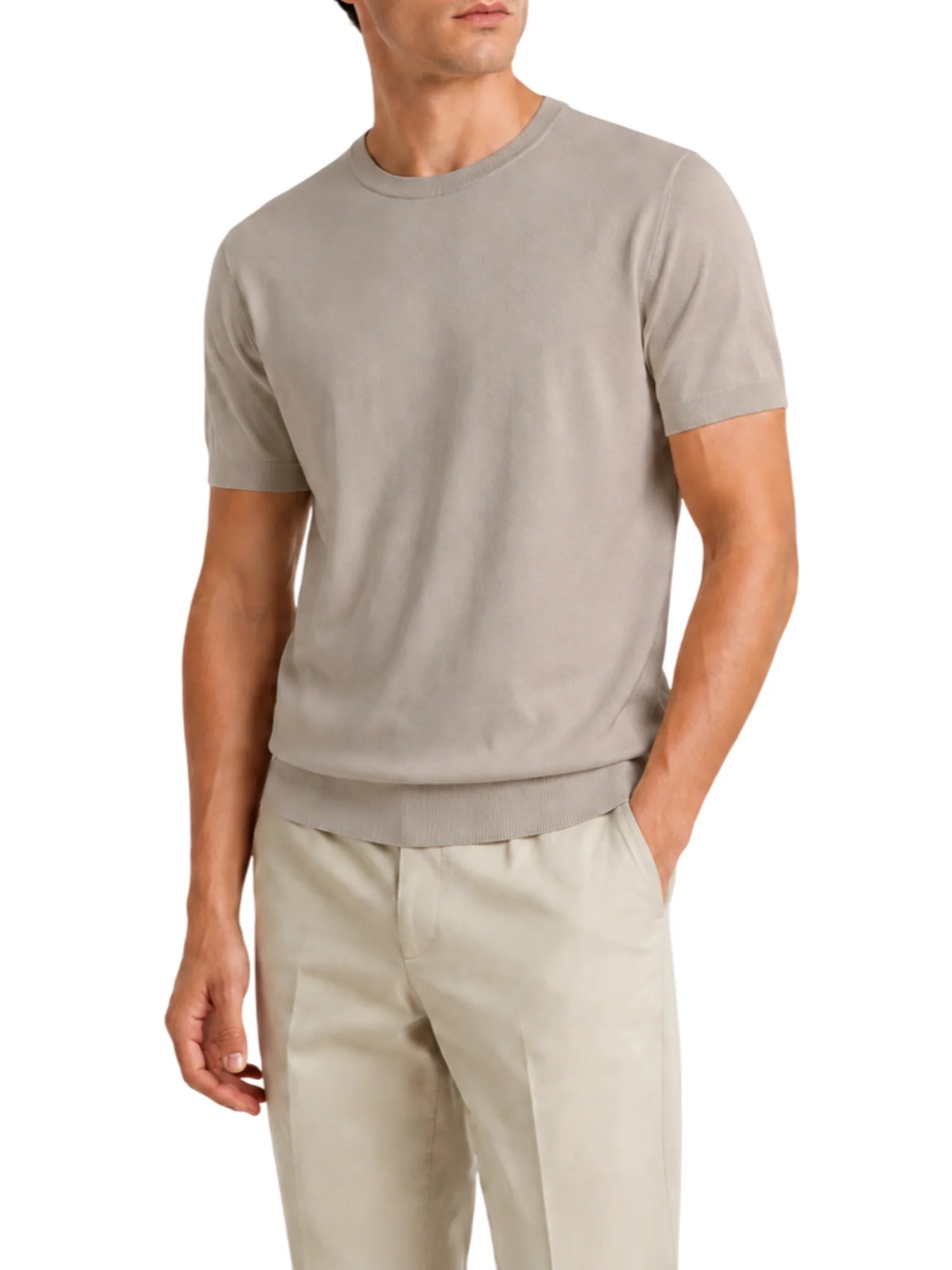 Opificio maglia uomo manica corta in cotone ecrù 661001 SAND Opificio 4.0 