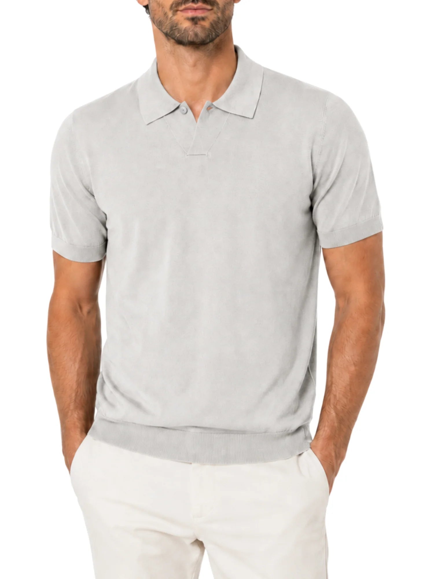 Opificio polo uomo manica corta in cotone crepe ecrù 661013 PERLA Opificio 4.0 