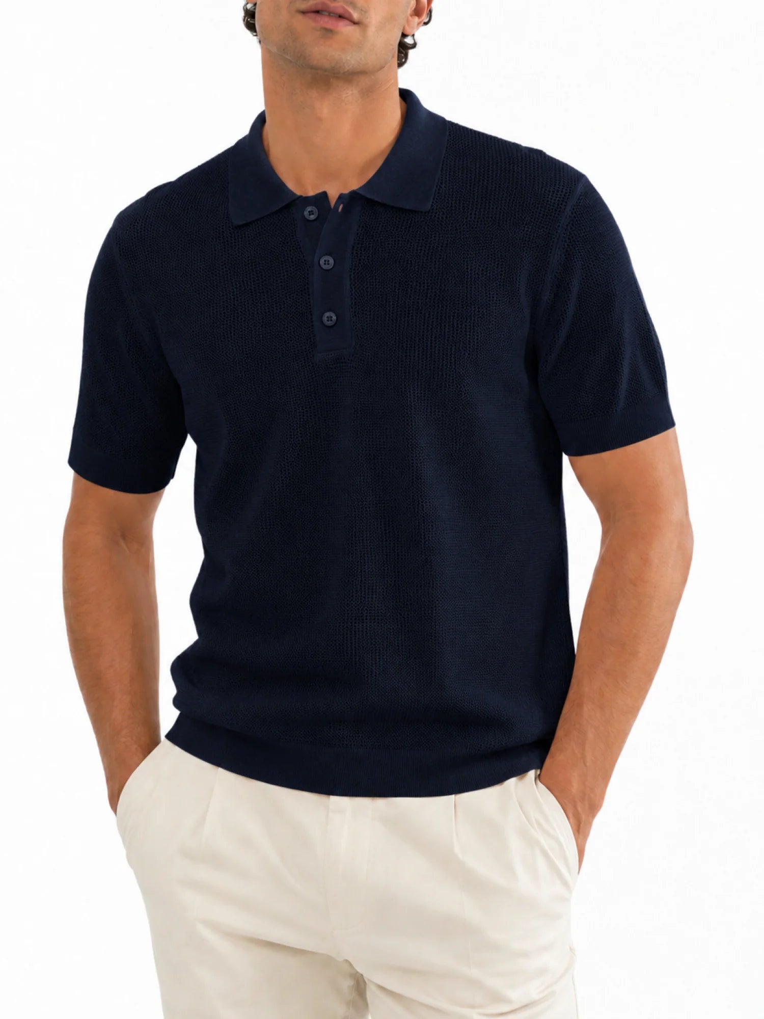 Opificio polo uomo in maglia traforata blu 661183 NAVY Opificio 4.0 