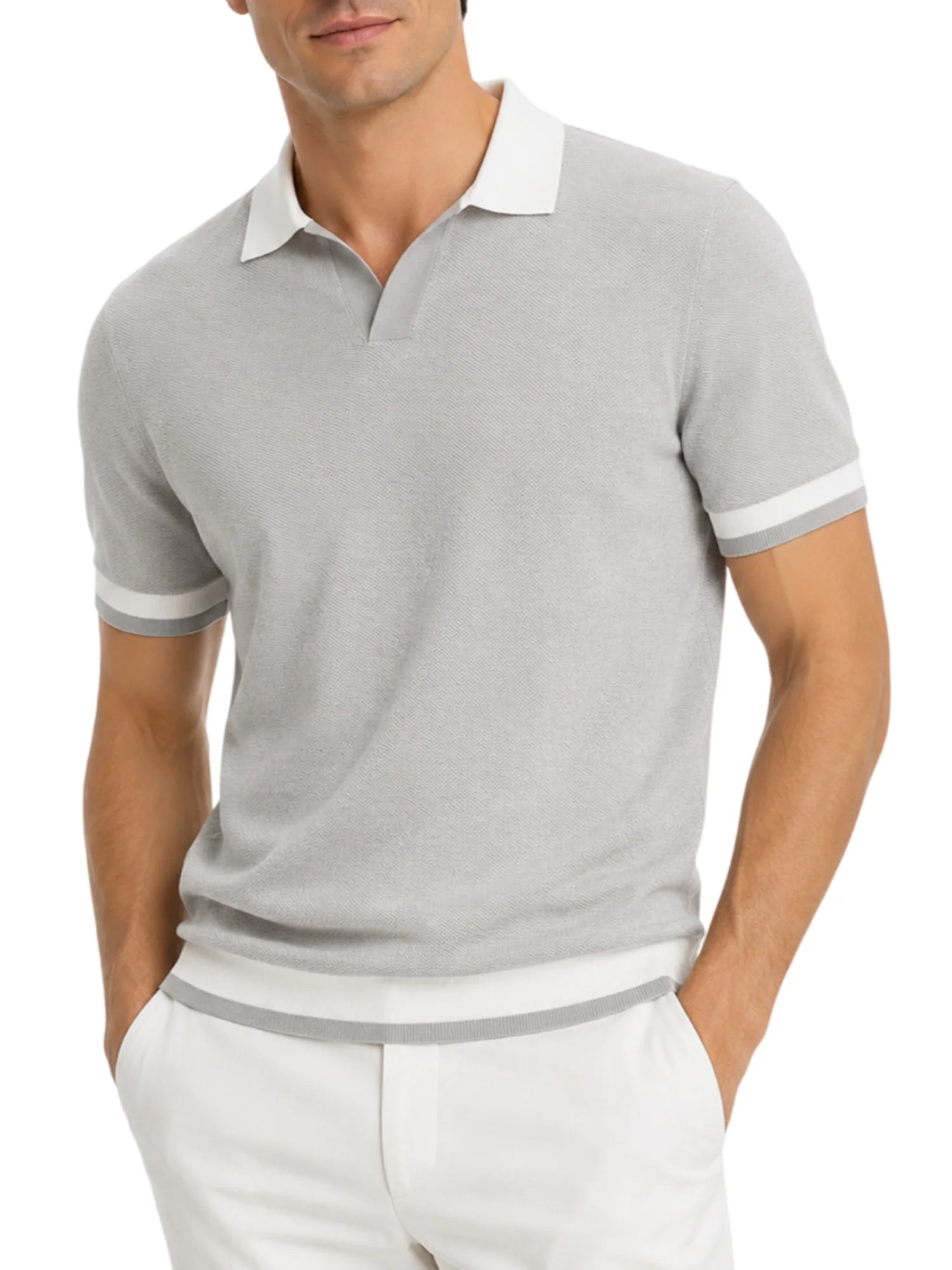 Opificio polo in maglia traforata uomo grigio 661193 PERLA Opificio 4.0 