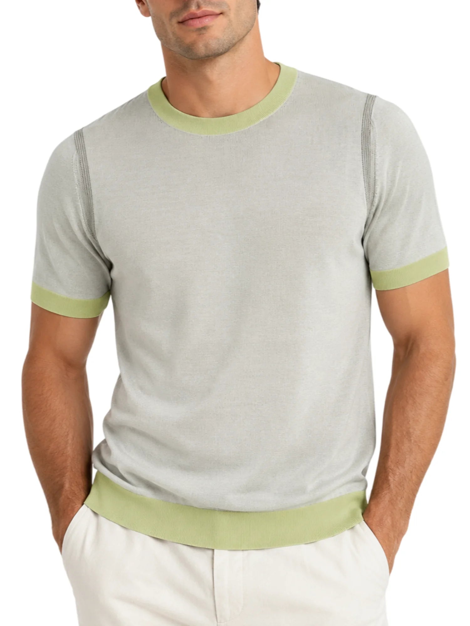 Opificio maglia uomo manica corta misto viscosa verde salvia 661211 LIME Opificio 4.0 