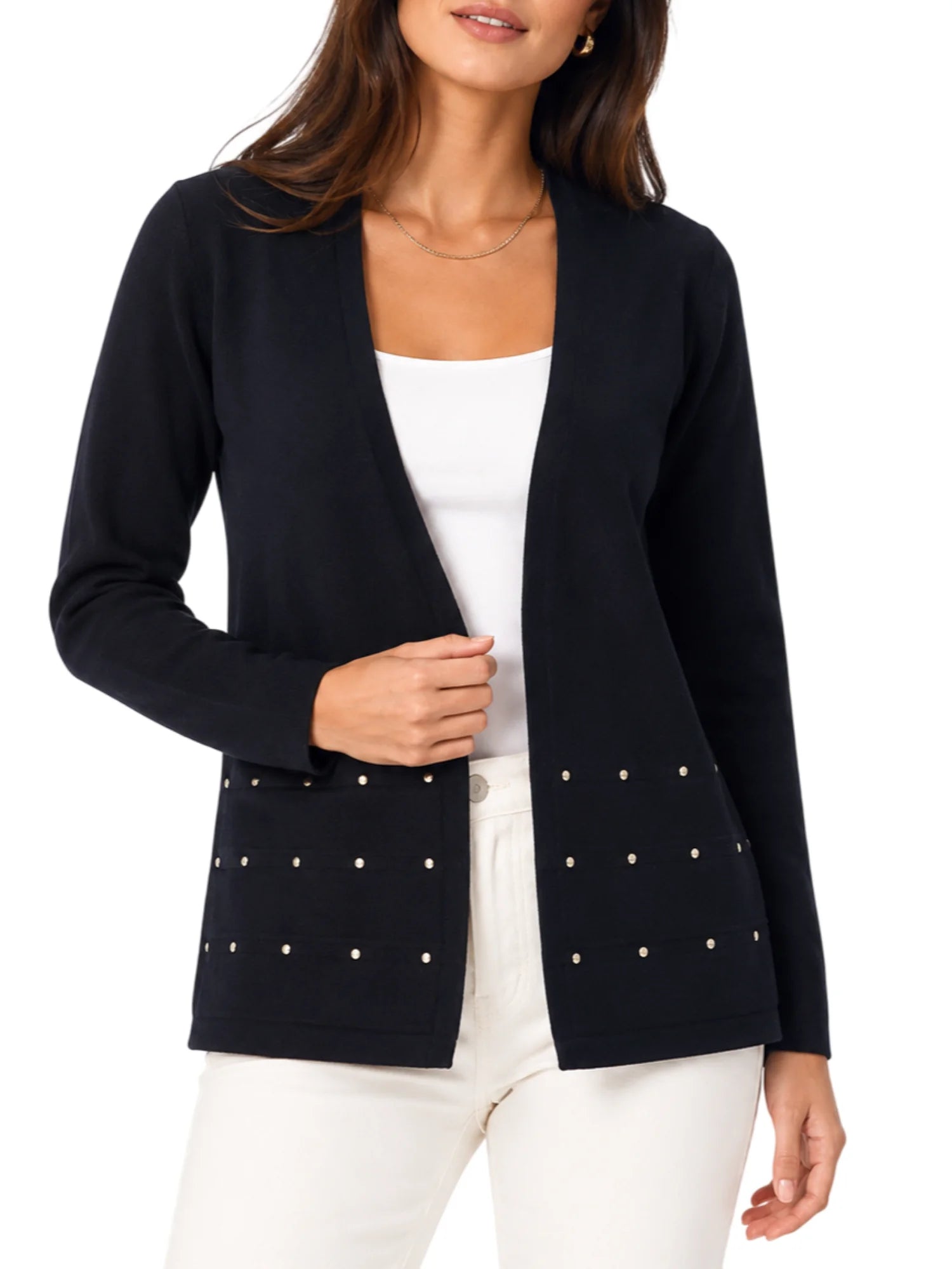 Opificio cardigan donna misto viscosa con applicazioni gioiello nero DS6176 BLACK Opificio 4.0 