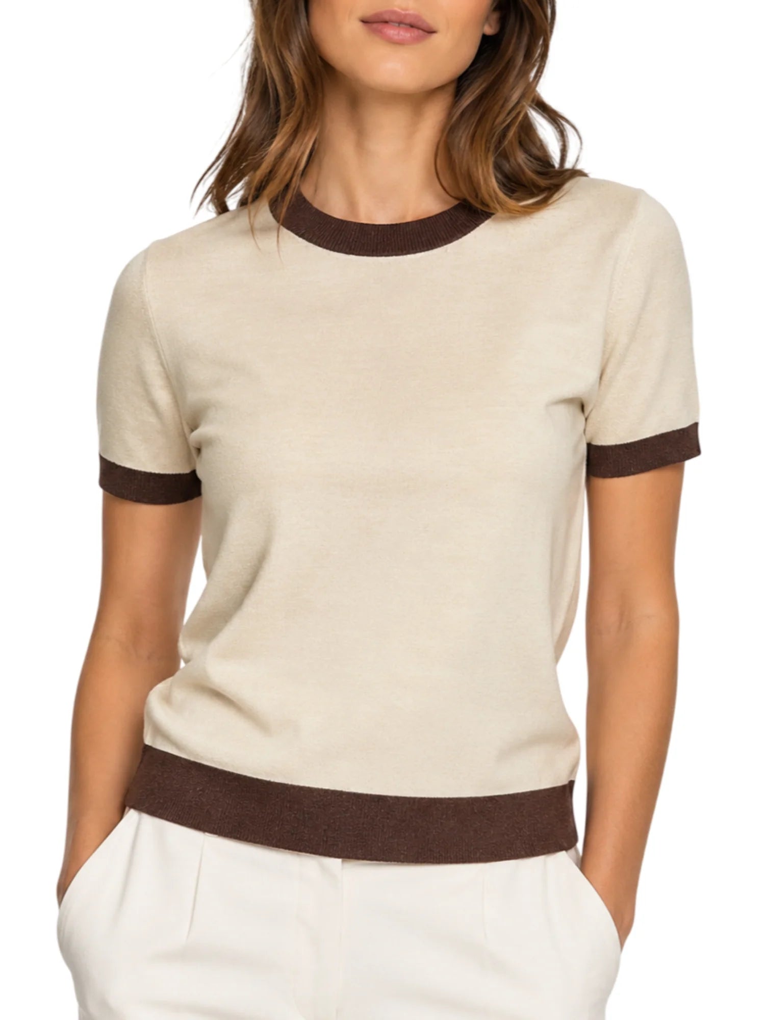 Opificio maglia donna manica corta lurex beige DS6461 GOLD Opificio 4.0 