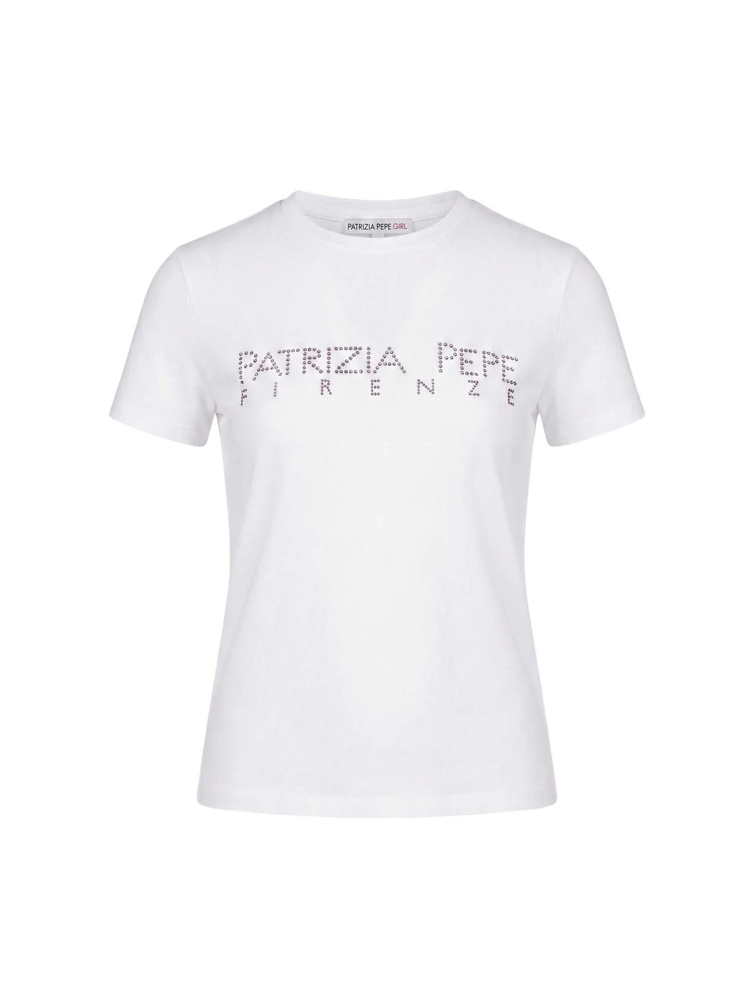 Patrizia Pepe T-shirt bambina con logo strass panna 7M0809-J331 W428 PATRIZIA PEPE 