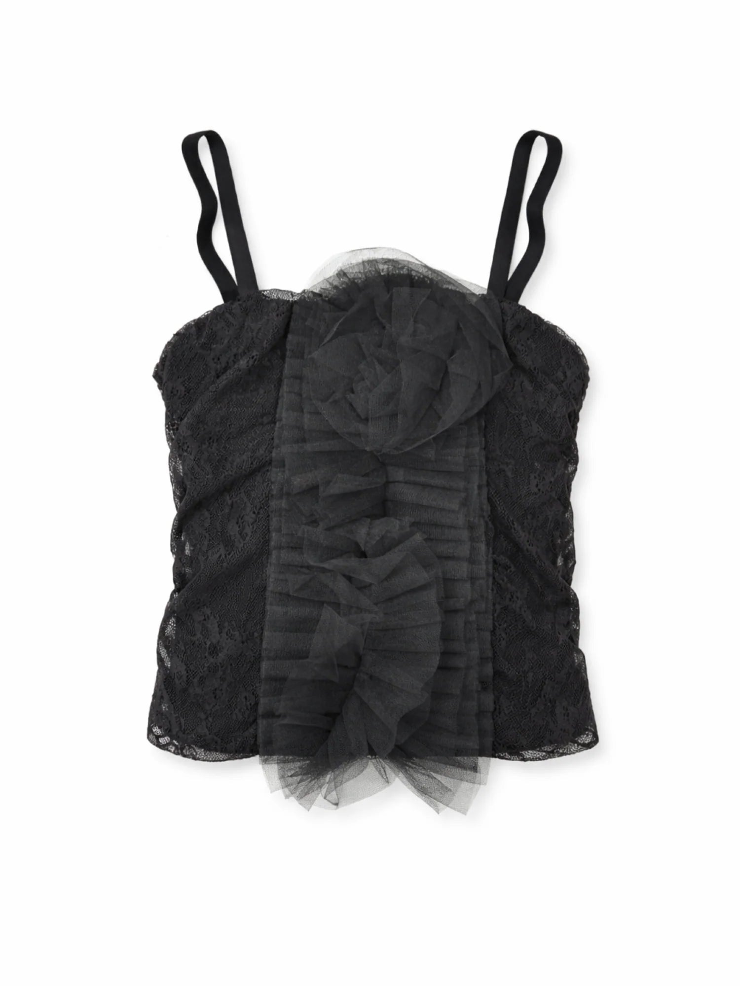 Patrizia Pepe top crop in pizzo con rouches nero 7M0995-A745 K103 PATRIZIA PEPE 