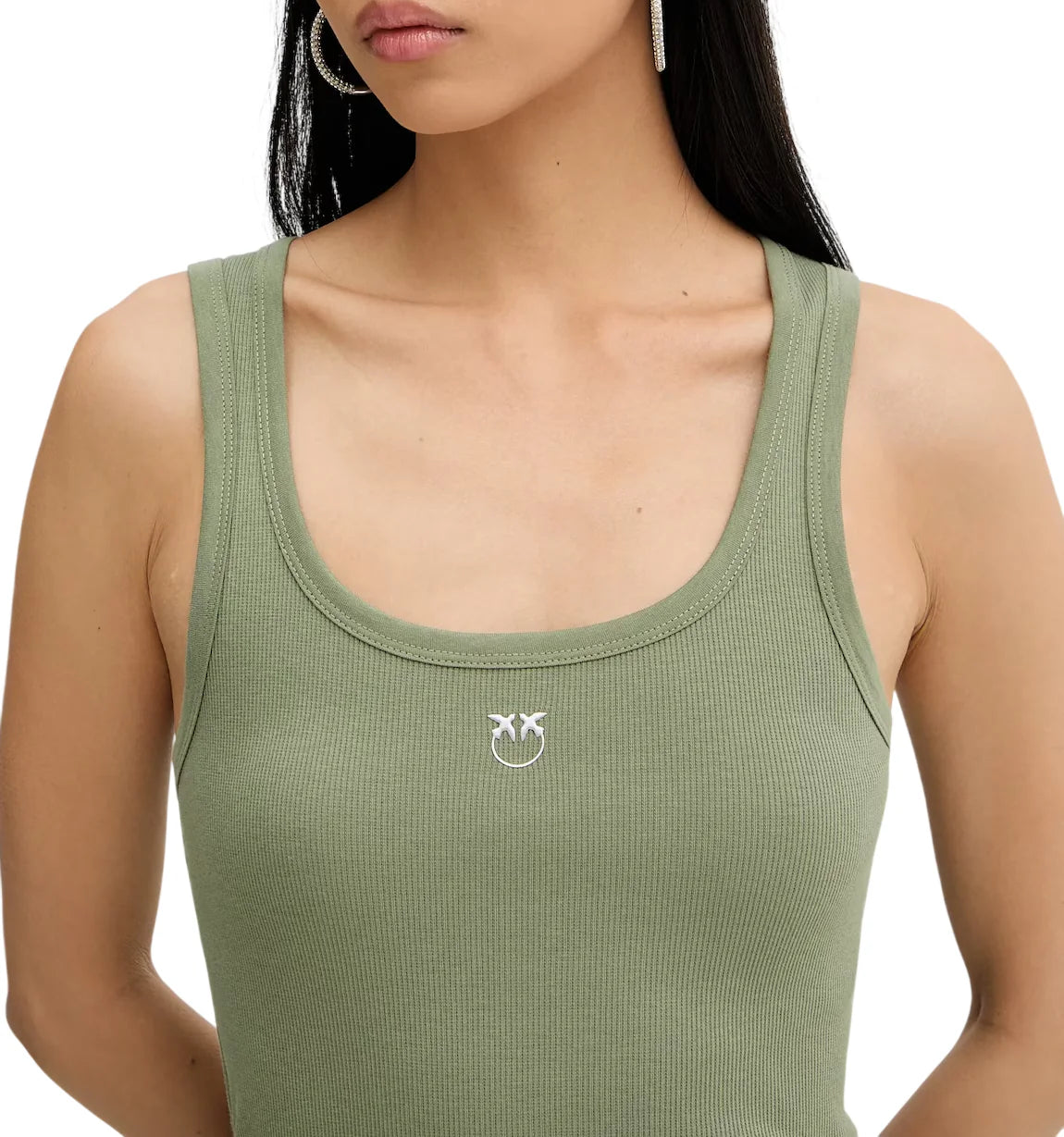 Pinko canotta a costine Calcolatore verde 100807-A338 U84 PINKO 