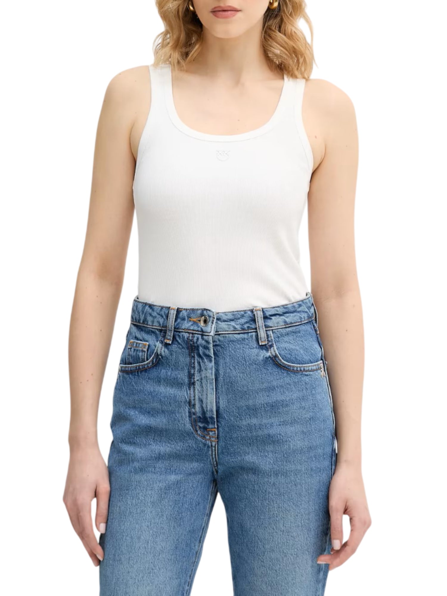 Pinko canotta a costine Calcolatore bianco 100807-A338 Z05 PINKO 