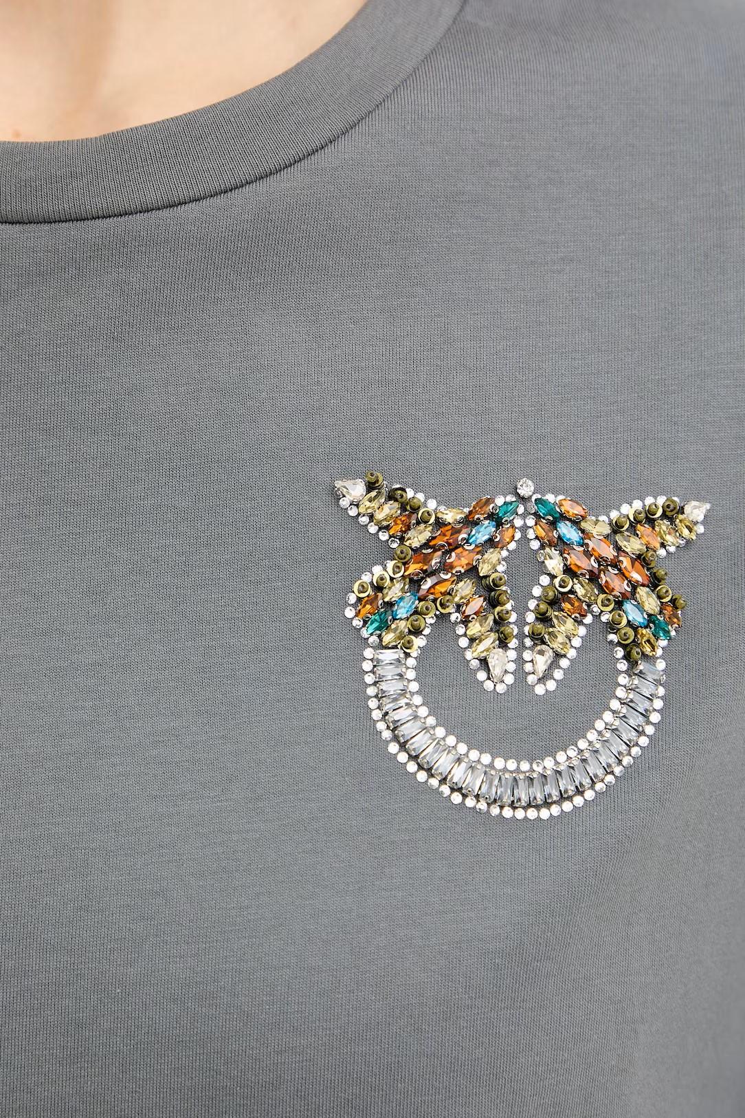 Pinko T-shirt manica corta con logo strass Strepitoso grigio 105526-A33F K10 PINKO 