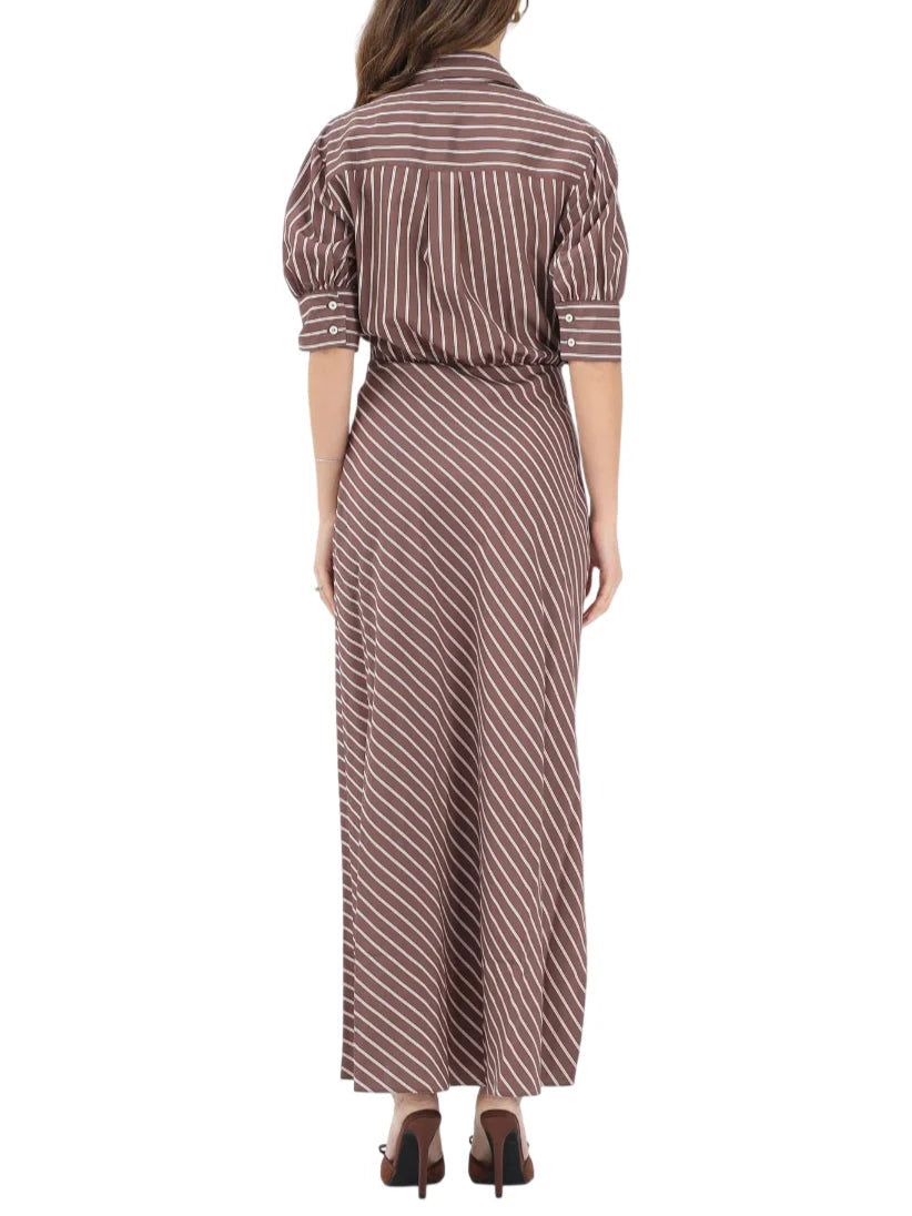 Pinko abito chemisier lungo a righe Alexandra marrone 106669-A33Q LN1 PINKO 