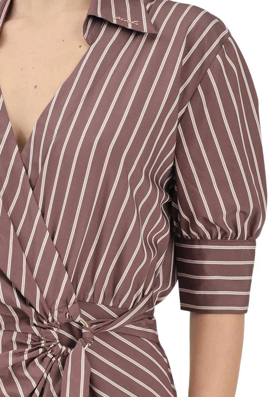Pinko abito chemisier lungo a righe Alexandra marrone 106669-A33Q LN1 PINKO 