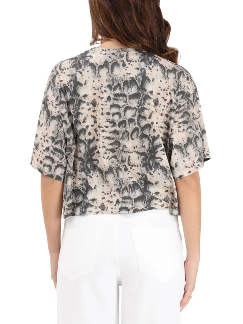 Pinko T-shirt Terni stampa pitonata con logo gioiello beige nero 106921-A3C8 CZ9 PINKO 