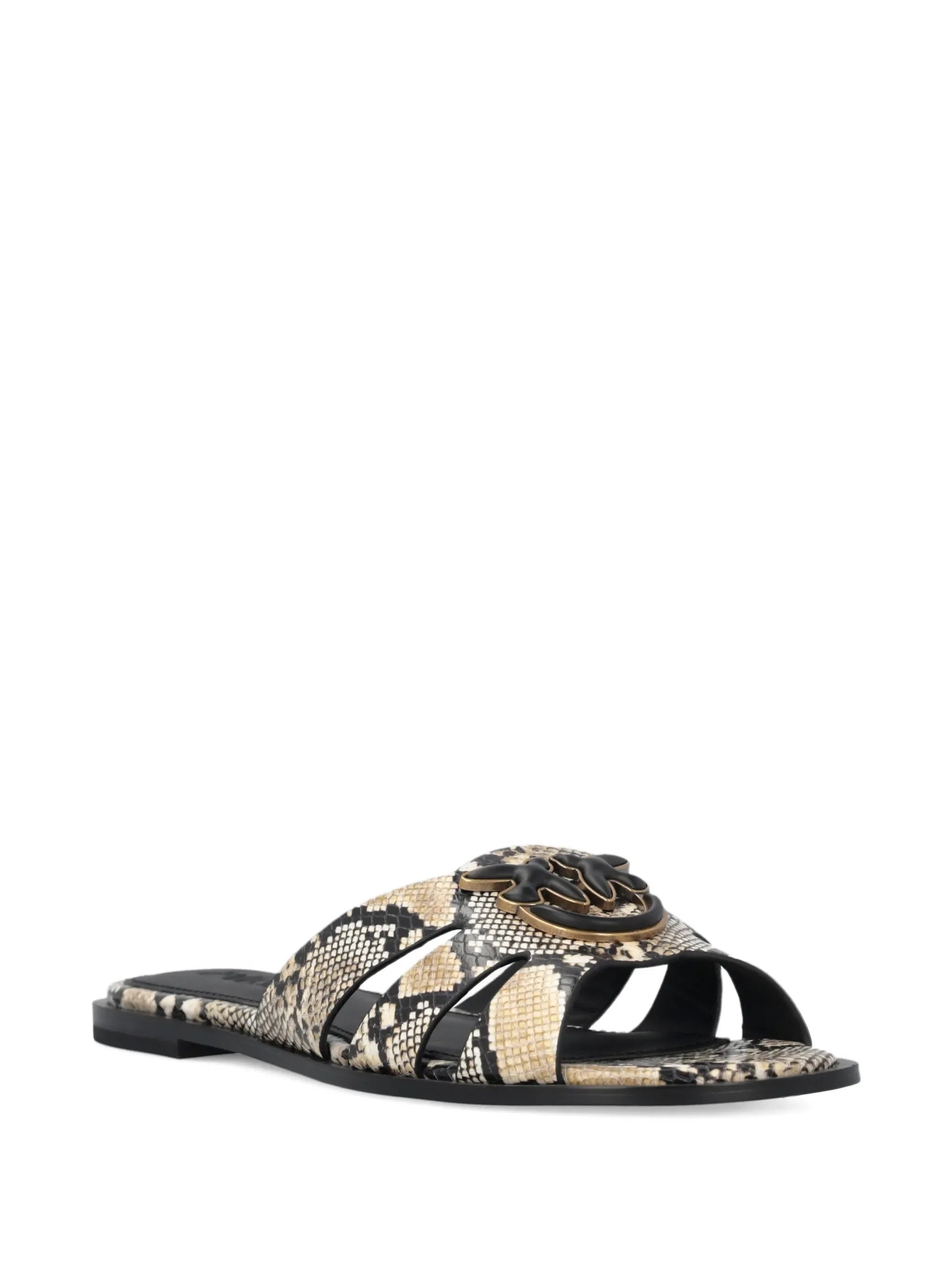 Pinko ciabatta Milly in fantasia pitonata beige nero SD0463P042 I93 PINKO 
