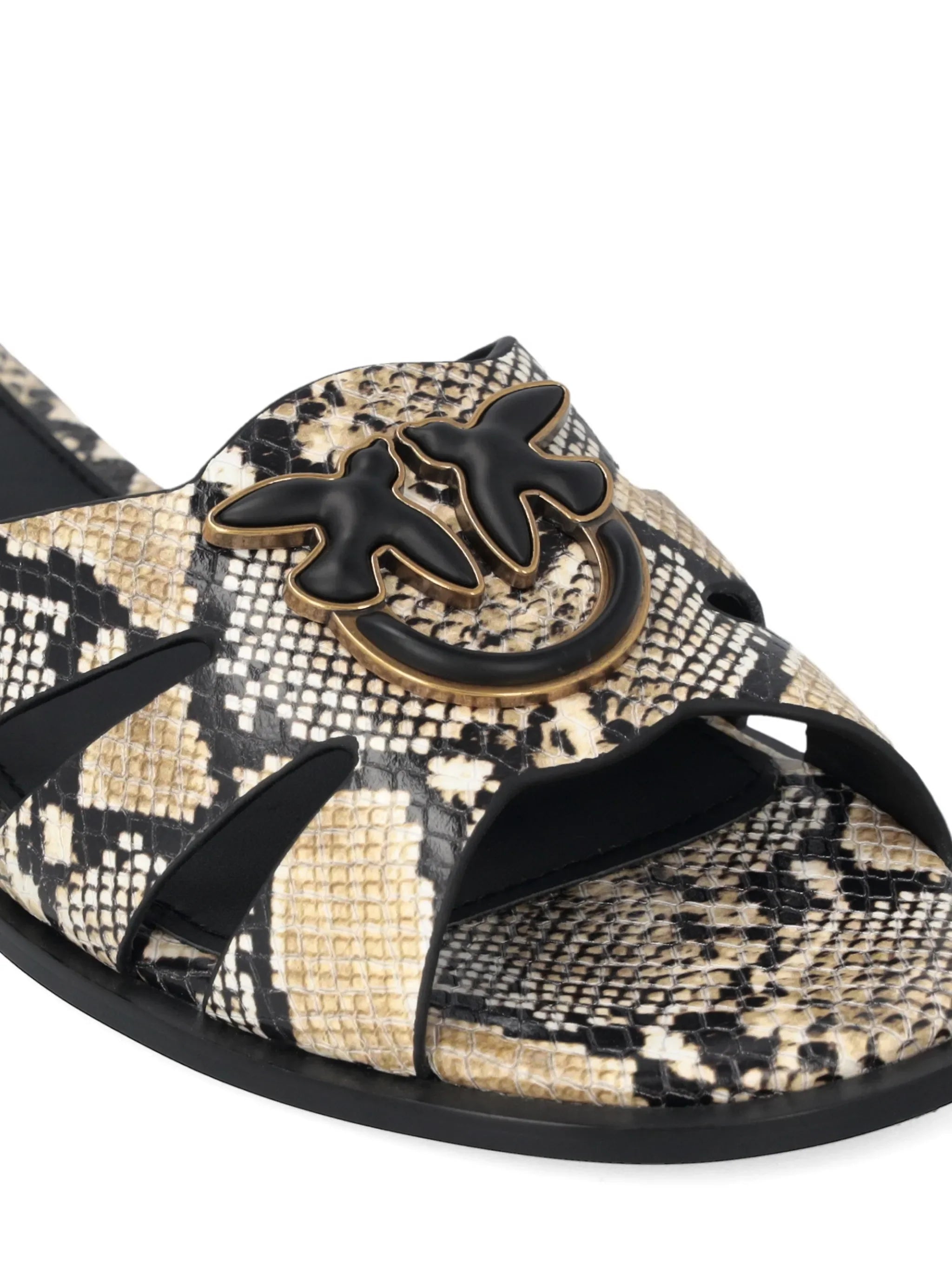 Pinko ciabatta Milly in fantasia pitonata beige nero SD0463P042 I93 PINKO 