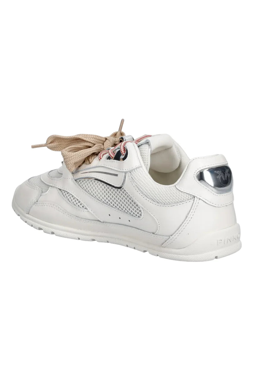 Pinko sneakers Yulia in pelle e mesh doppi lacci bianco SS0185P132 Z1B PINKO 