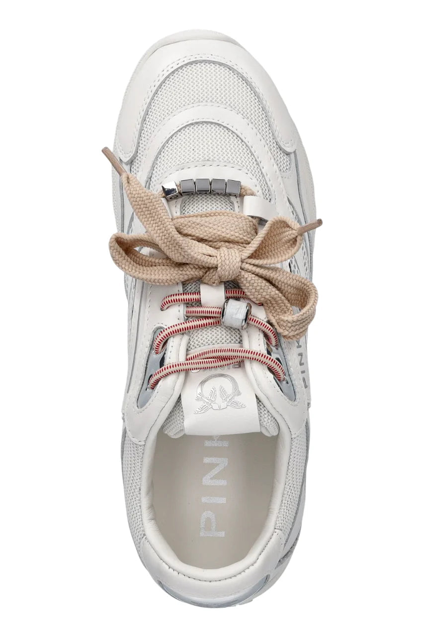 Pinko sneakers Yulia in pelle e mesh doppi lacci bianco SS0185P132 Z1B PINKO 