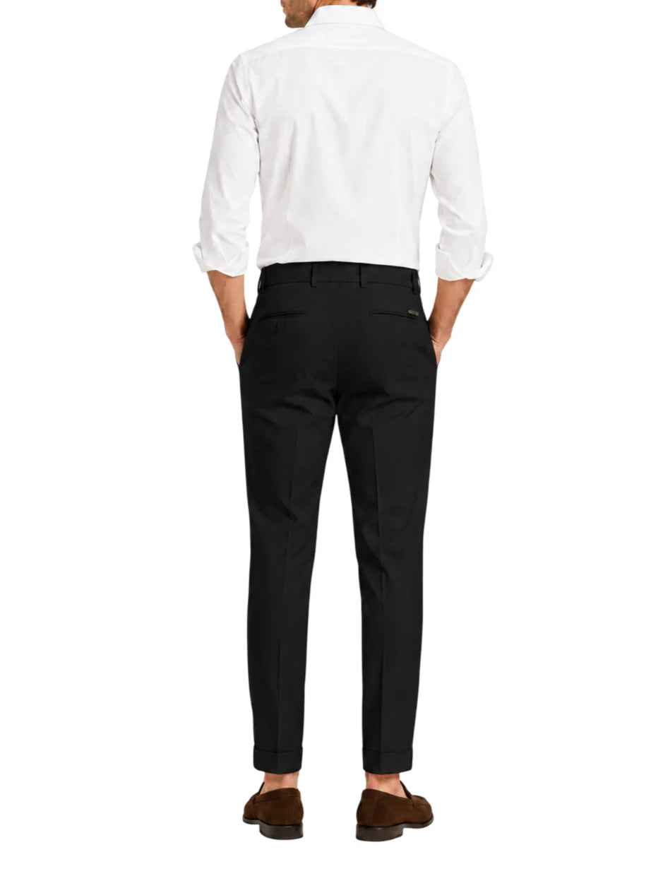 Rar pantaloni uomo con pinces in rasatello nero CREMONINI N008 RAR 