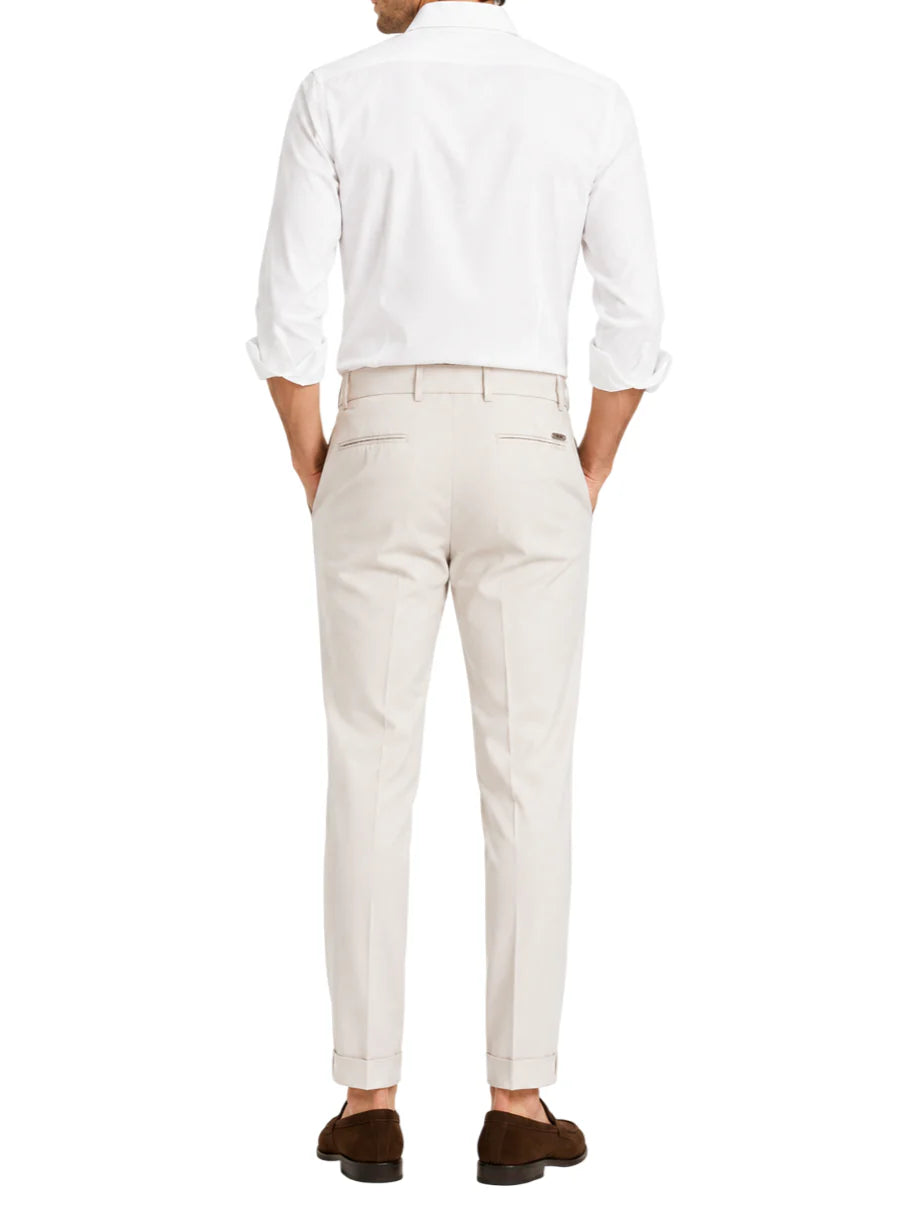 Rar pantaloni uomo con pinces in rasatello beige CREMONINI W100 RAR 